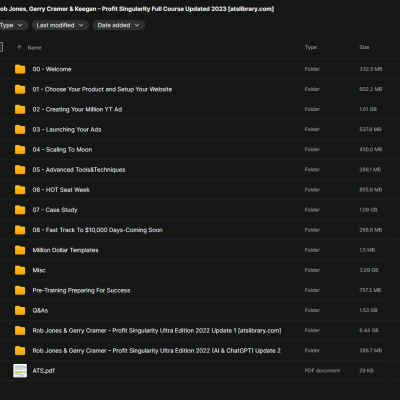 Rob Jones, Gerry Cramer & Keegan – Profit Singularity Full Course Updated 2023