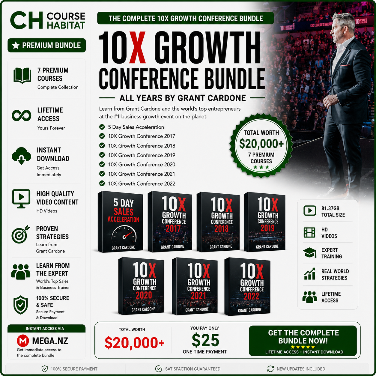 10X GROWTH CONFERENCE 2022 BUNDLE ALL YEARS BY GRANT CARDONE